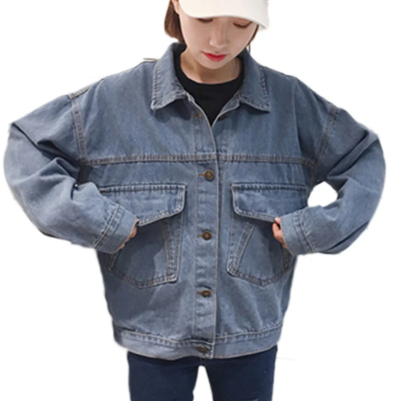 Модная Джинсовая короткая куртка для женщин весна-осень большой размер