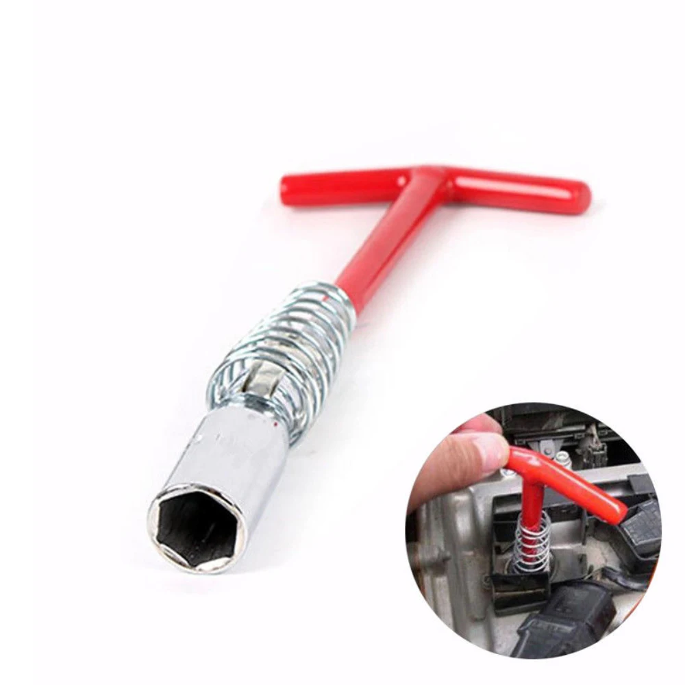 16mm Auto Car T-Handle Joint Spark Plug Socket Wrench Remover Installer Tool Red+Silver |