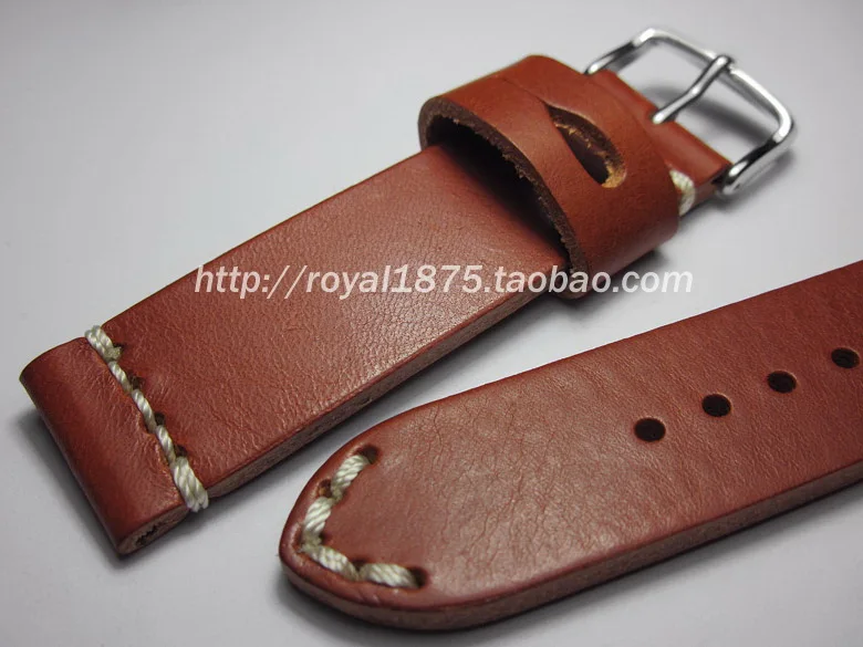 

New arrivals 20mm genuine leather bracelet watchband with stainless steel buckle handmade Brown watch strap accessories