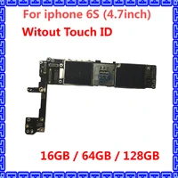 100 good working motherboard for iphone 6s original ios system main board without touch id 16gb 64gb 128gb full unlocked plate