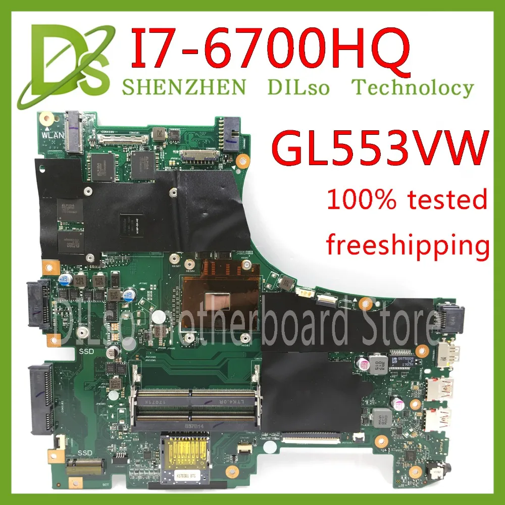 

KEFU GL553VW For ASUS FX53V FX53VW ZX53V ZX53VW Laptop Motherboard GL553VW Mainboard I7-6700HQ Test original Motherboard