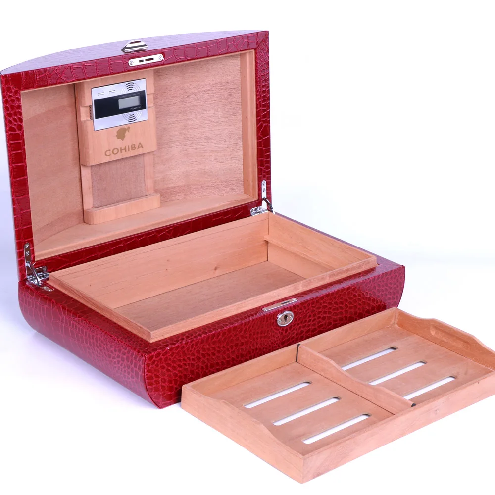 Deluxe Cohiba humidor cigar box ARC design with piano finish Cedar wood inside for 75-100ct cigars packaging | Украшения и