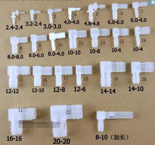 

mix 16kinds food grade L shape Plastic bending joint connector for hose
