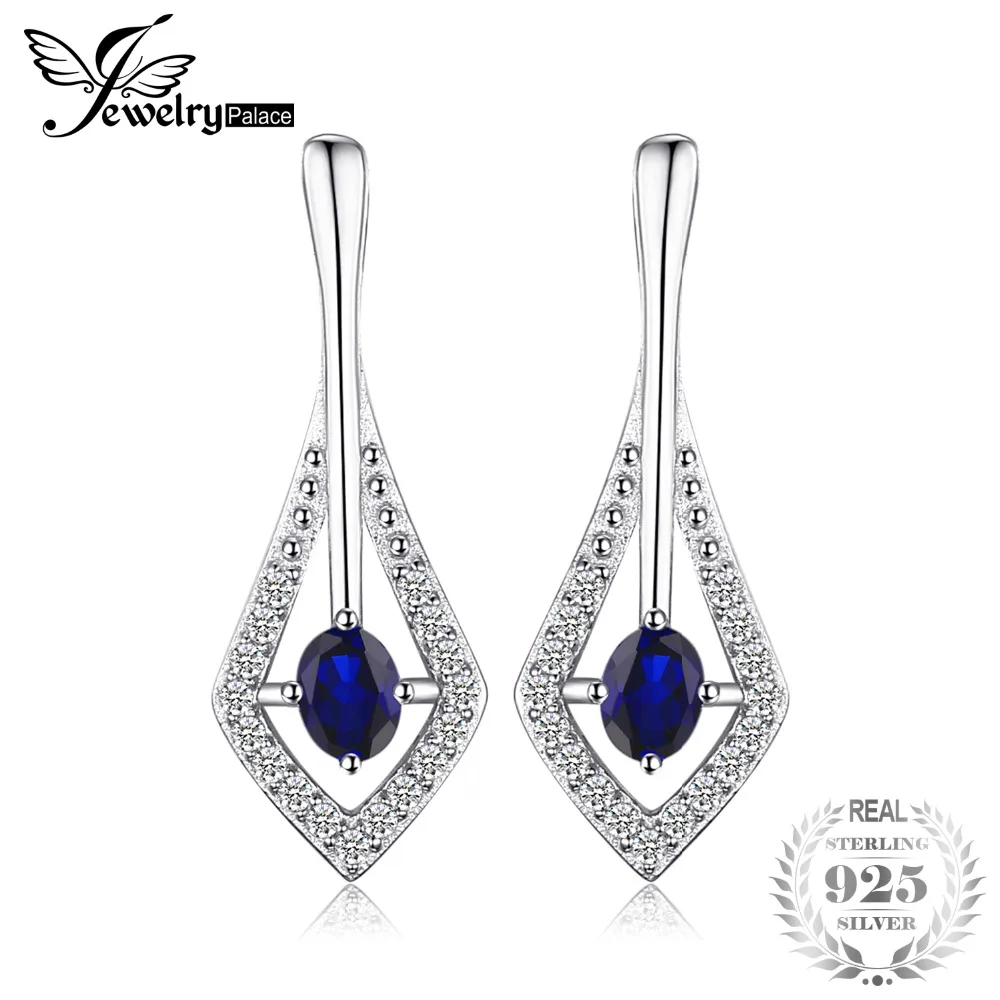 JewelryPalace модные 0.6ct Овальный создания сапфировые серьги для Для женщин