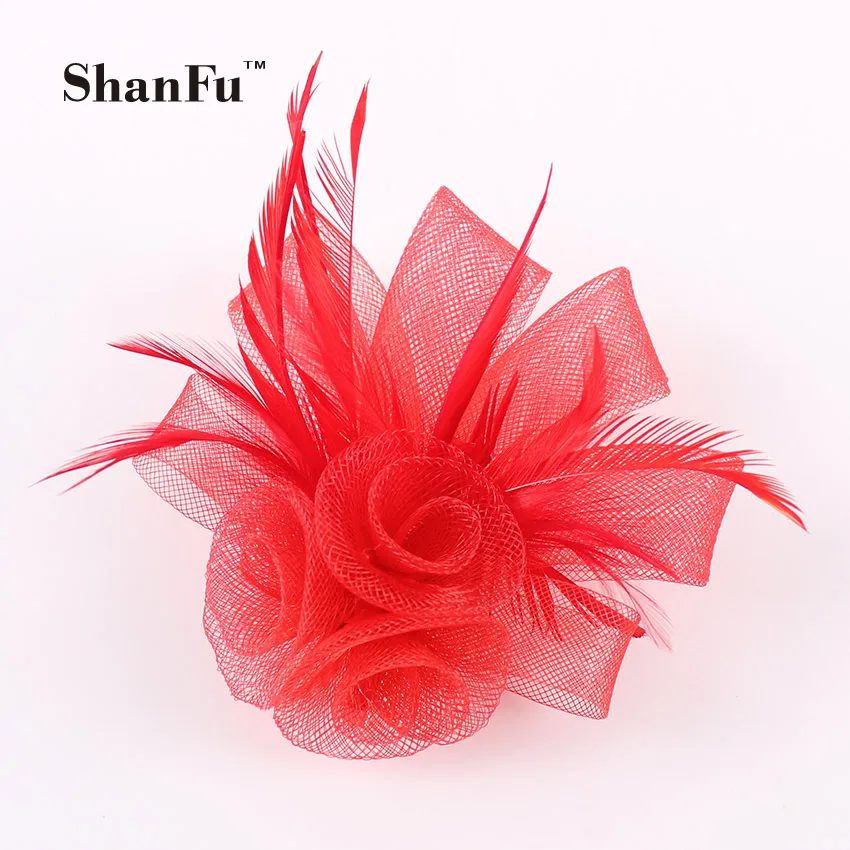 ShanFu Женская сетчатая Вуалетка черная перьевая брошь дизайнерские заколки для