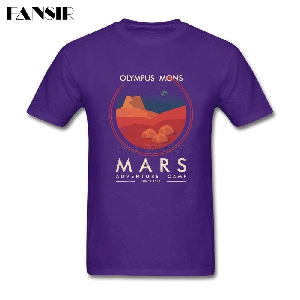 Большой Размеры Mars Приключения лагерь Забавные футболки для мужчин 100% хлопковая