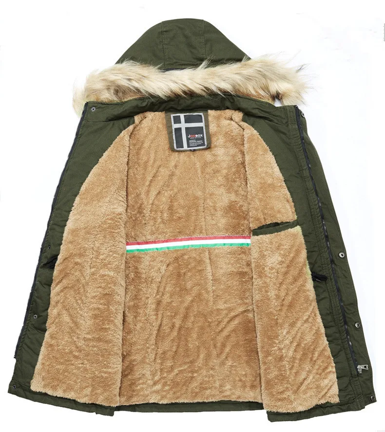 Winter Men Jacket Long Fur Coat with Hood Thick Warm Outwear Windbreaker Plus Size Snow Jackets 2018 New Clothing Army Green | Мужская