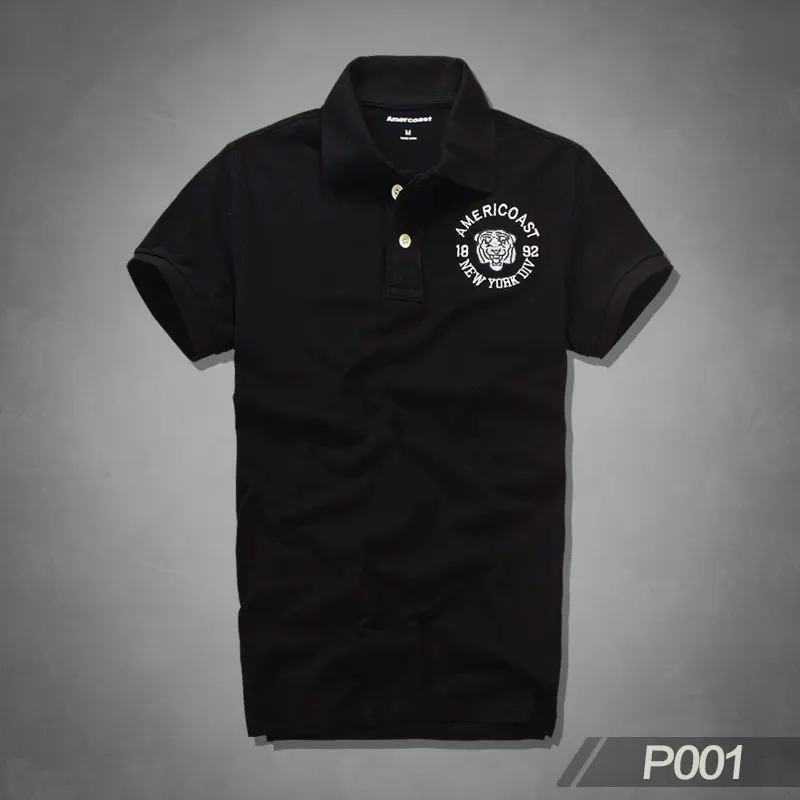 P001 Black Новые мужские рубашки поло, высококачественные хлопковые рубашки с коротким рукавом, дышащие однотонные рубашки поло, Летняя Повседневная Деловая мужская одежда - Цвет: P001 Black