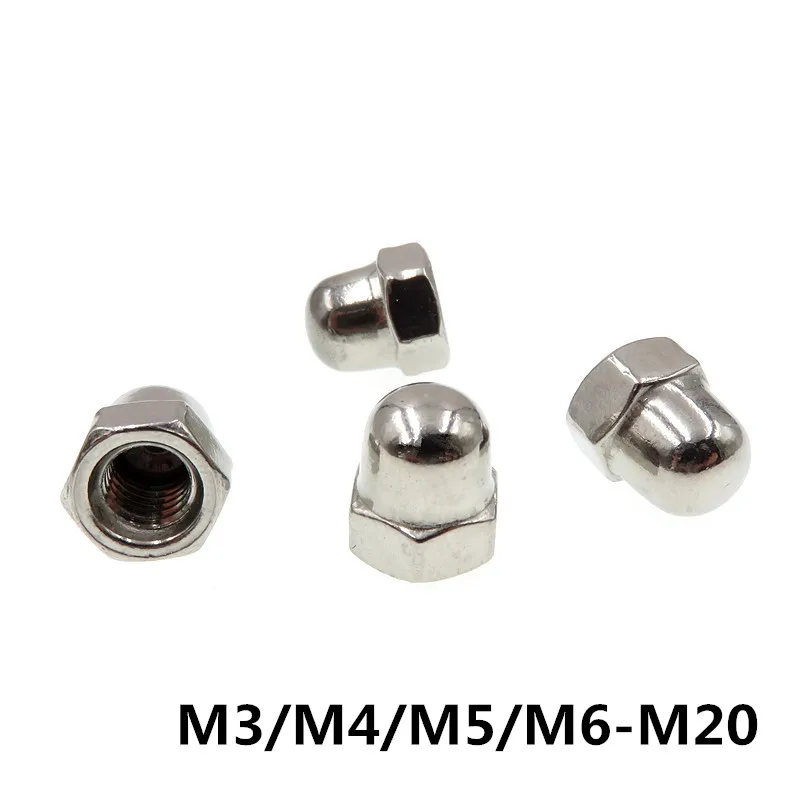 Гайки с шестигранной головкой M3/M4/M5/M6 M20 DIN1587 гайки из нержавеющей стали 304 круглая