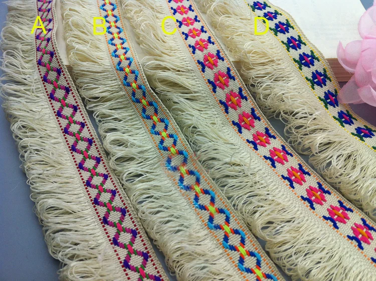 

5 yard 4-5cm 1.57" wide beige tassels fringe lace trim ribbon P278ML8