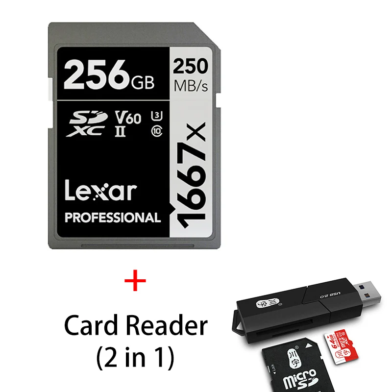 SD1667X-256G-C295 Lexar 1667X карта памяти 64 128 Гб класс 10 U3 V60 SD карта 128 Гб 64 Гб 256 ГБ 250 Мб флеш-карта SD карта памяти для камеры SDXC SDHC - Емкость: SD1667X-256G-C295