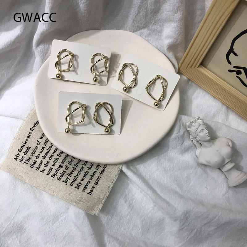 Женские Висячие серьги GWACC простые металлические золотистого цвета