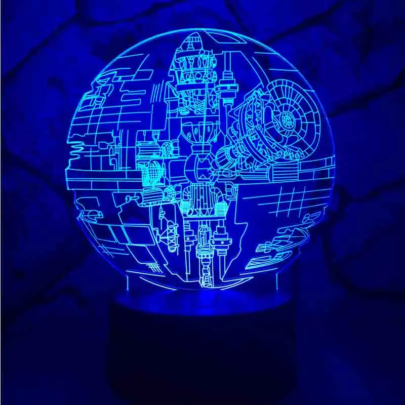 Death Star 3D лампа НЛО Вселенной Knight йода джедай воин Trek смерть с изображением из «Звездных войн светодиодный ночной Светильник многоцветный мультфильм игрушки Luminaria Лава - Испускаемый цвет: Death Star