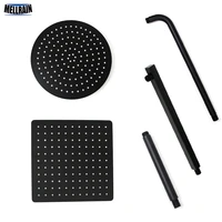 black round and square rain shower head ultrathin 2 mm 8 10 12 inch choice bathroom wall ceiling mounted shower arm