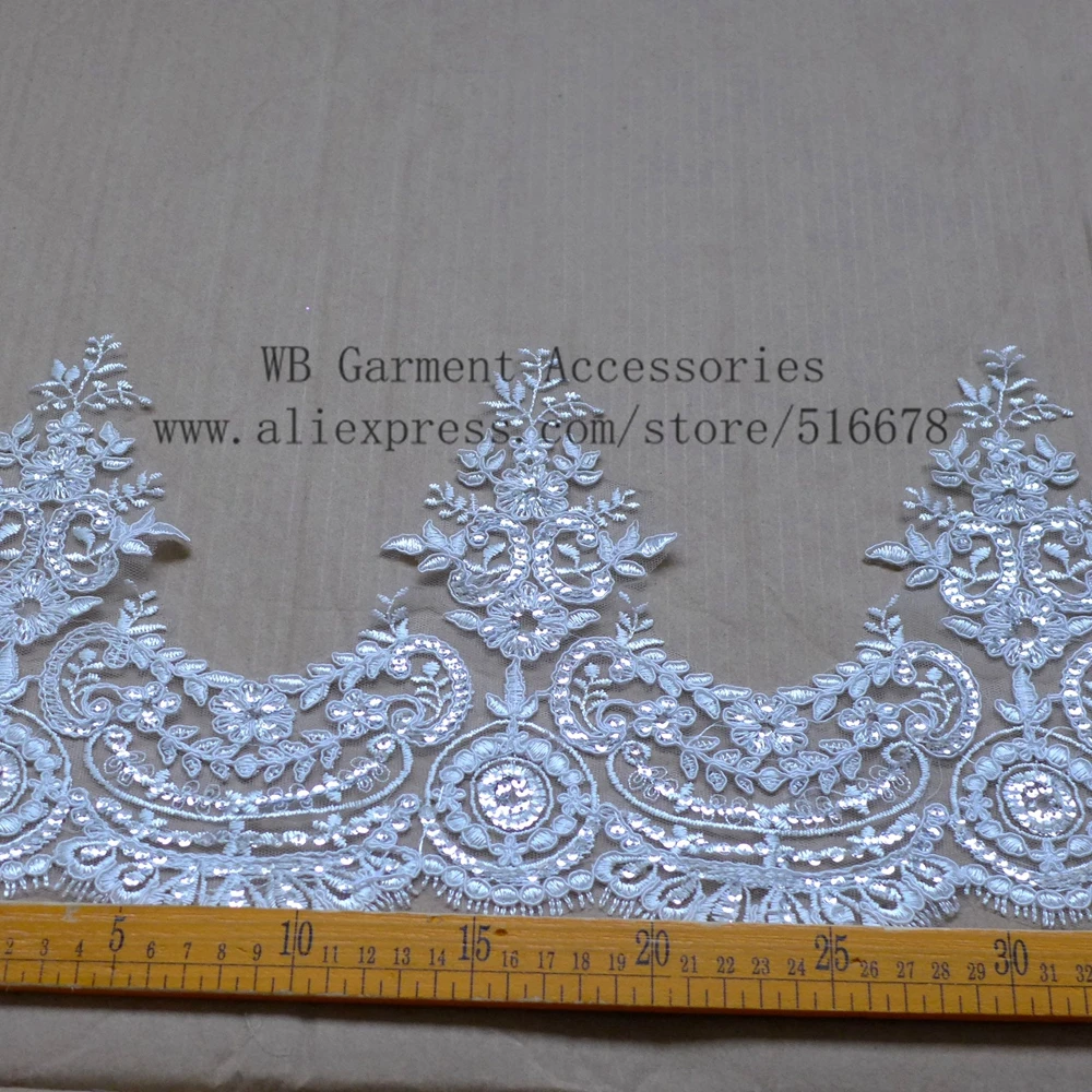 

7yards off white sequins cord Bilateral lace trim gorgeous lace trim for fabric Millinery accent motif wedding veil 20cm width