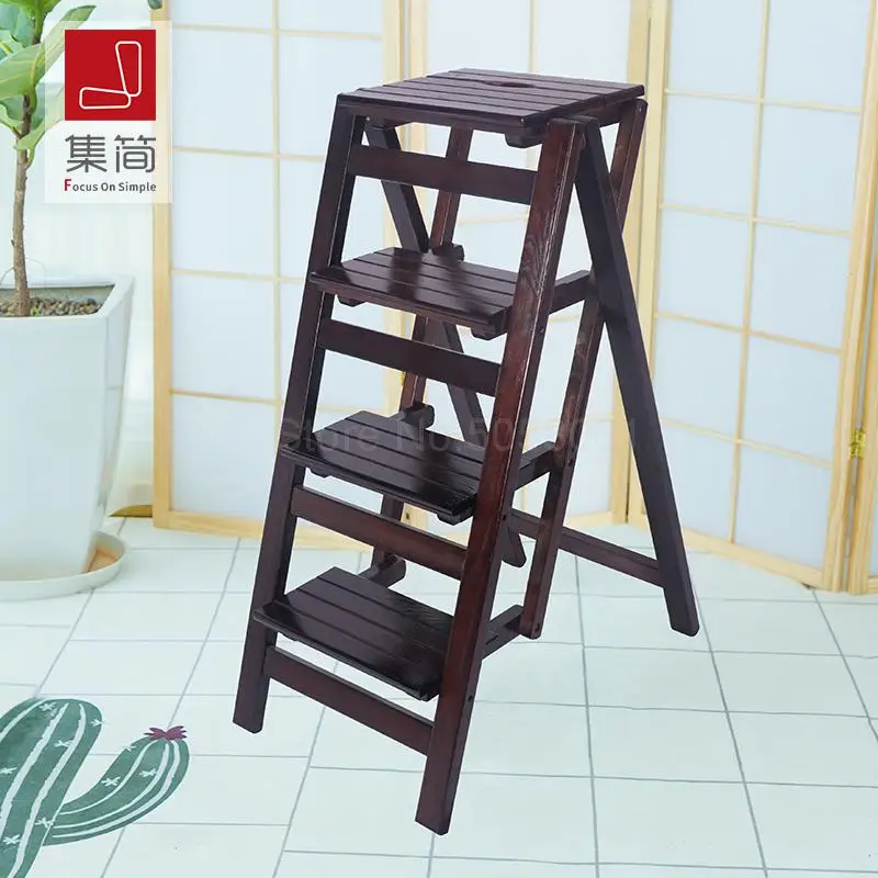 Утолщенная многофункциональная складная лестница для дома стул из массива
