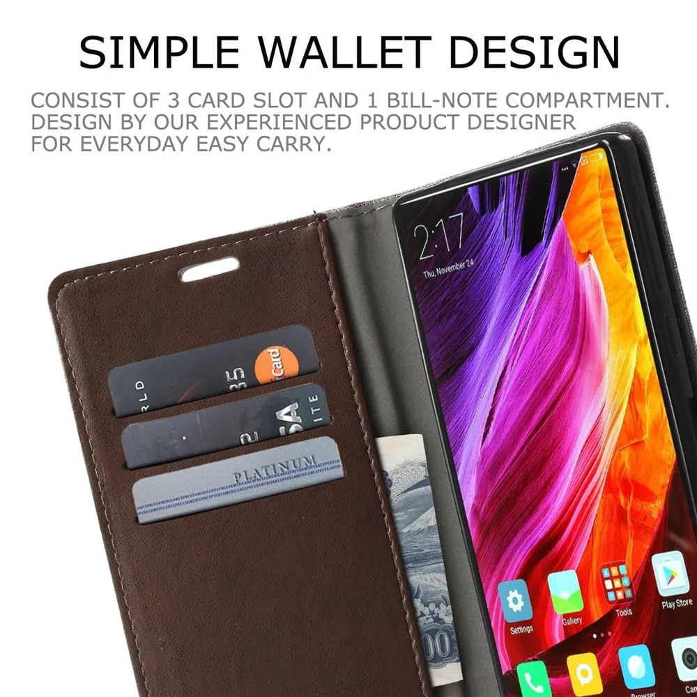 Для Xiaomi mi Mix 2 Чехол Pre um pu кожа + холст Бизнес Стиль кошелек флип чехол Обложка