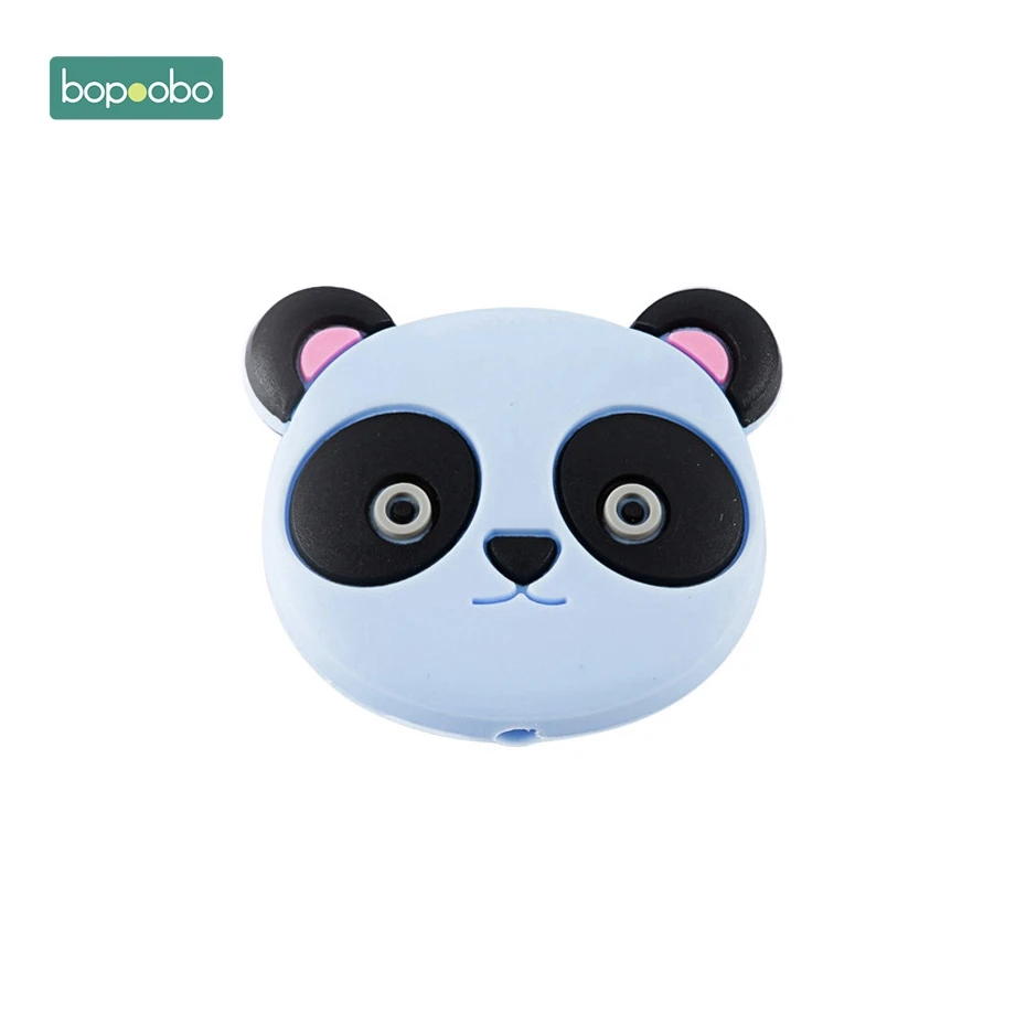 Blue Panda Bopoobo 3 шт. мини силиконовые бусины в виде животных, детский прорезыватель, Силиконовый грызунок «кролик», шарик, миниатюрный стержень для детей, силиконовый прорезыватель, ожерелье - Цвет: Blue Panda