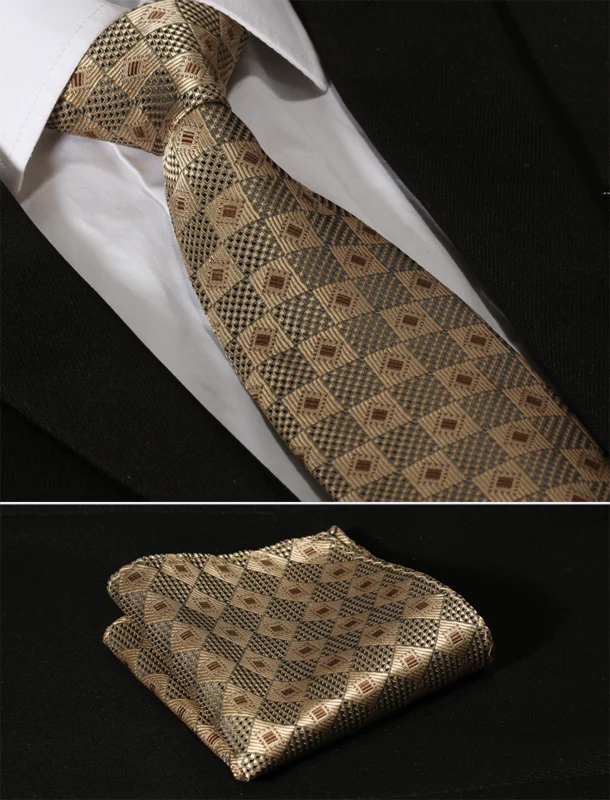 TC3038D8 Пшеница бурливуд Золотая проверка 3 4 &quotШелковые партии Свадьба Gravata жаккард