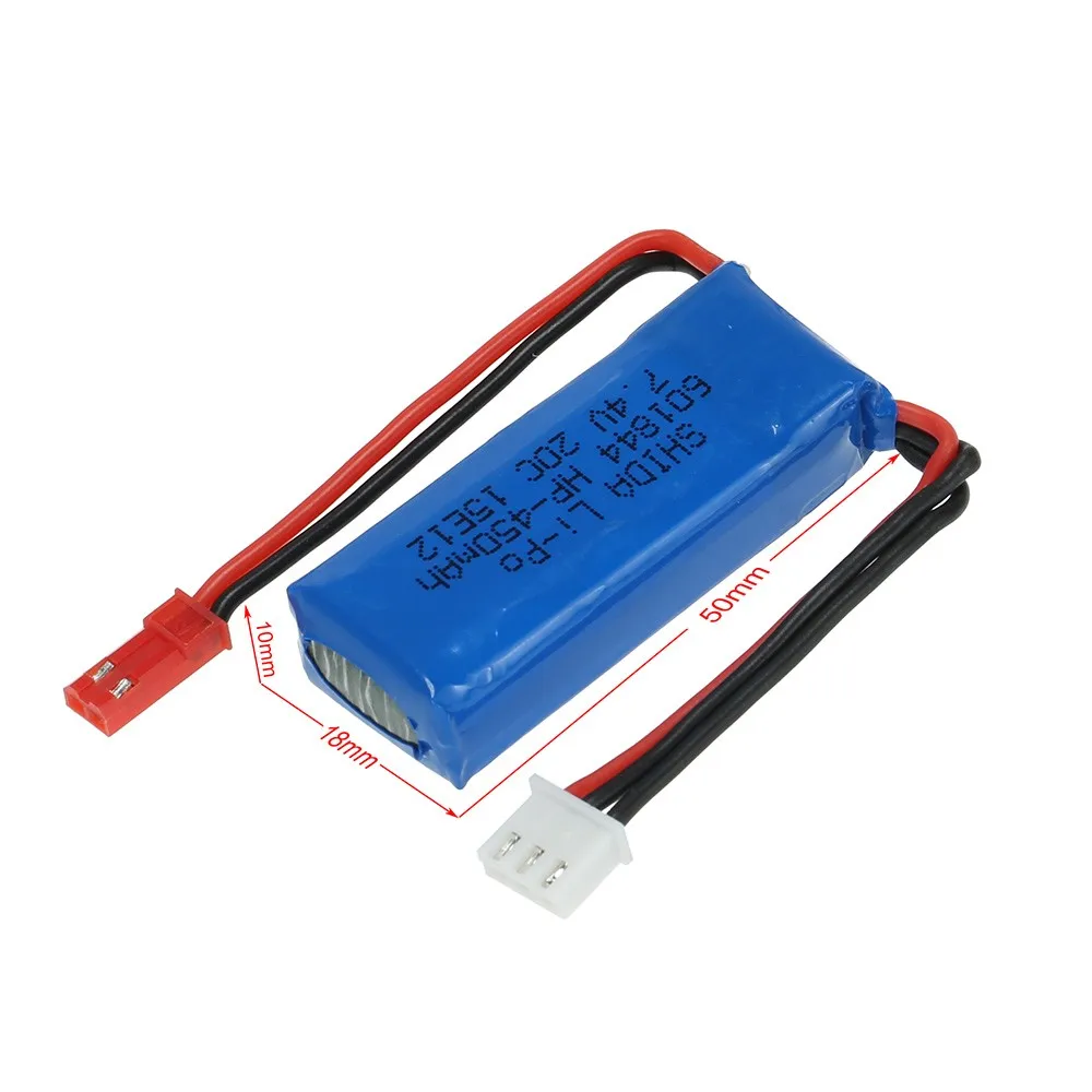 

2pcs/lot 7.4V 450mAh 20C Lipo Battery 2S for WLtoys K969 K989 K999 P929 P939 RC Car