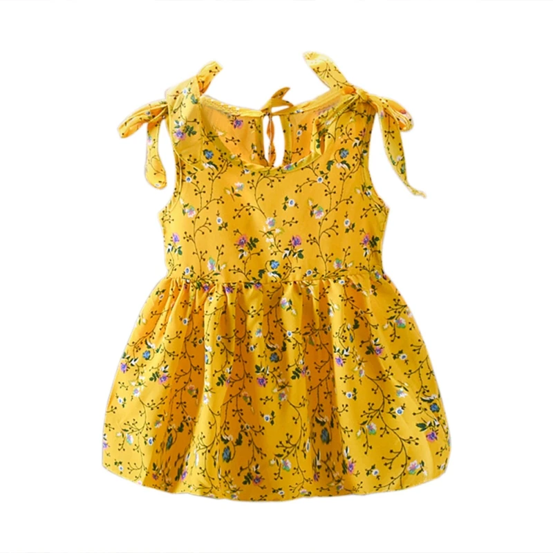 

Children Dresses Kids Girl Cotton Floral Dress Sleeveless Casual Toddler Strap Princess Dress Summer