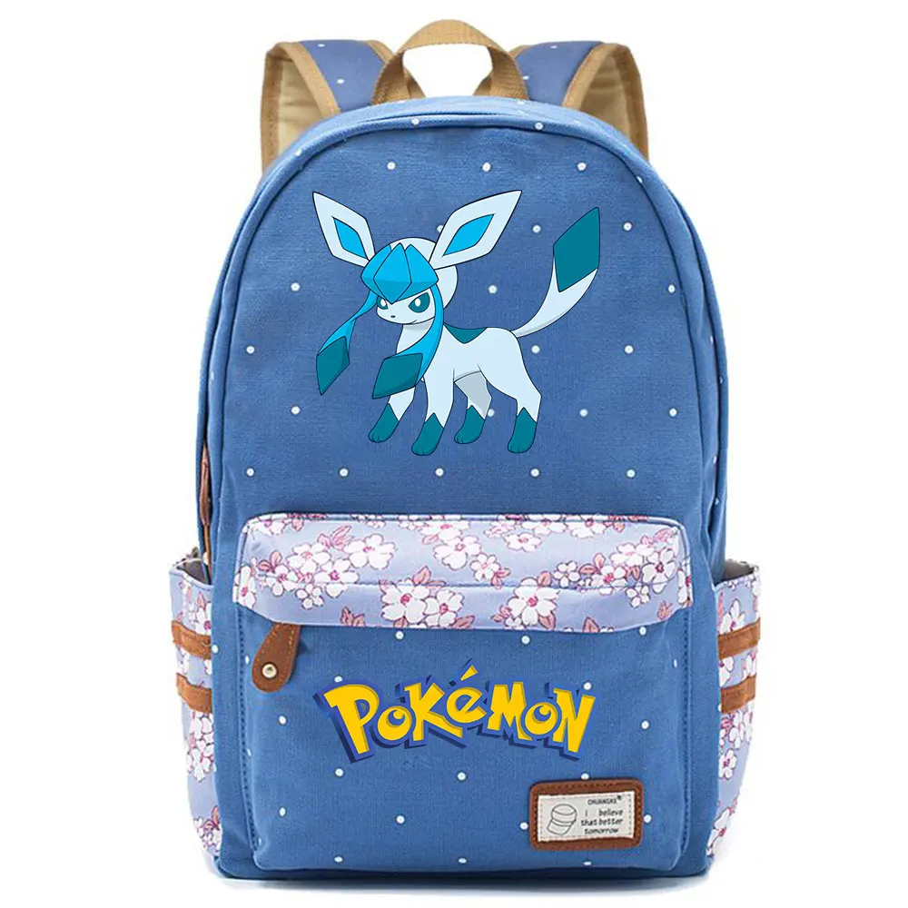 Eevee Espeon Flareon Glaceon Jolteon школьная сумка в горошек для мальчиков и девочек, женская сумка, школьная сумка для подростков, Холщовый женский рюкзак