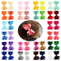 40 pcslot solid hair bows with clip for cute baby girls mini boutique plain knot ribbon bows hairpin headwear hair accessories