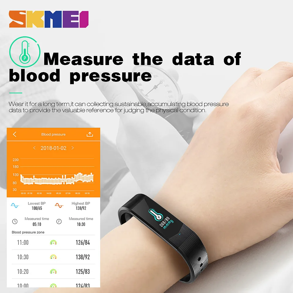 SKMEI 3D UI Смарт фитнес-трекер Спорт на открытом воздухе Smartband водонепроницаемый HeartRate кровяное давление браслет модные часы B30