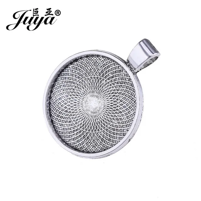 Ancient silver JUYA 10 шт. разноцветные 25 мм ожерелье кулон оправа для кабошона, камеи Базовая пустая основа подходит 25 мм Кабошоны Ювелирных изделий - Цвет: Ancient silver