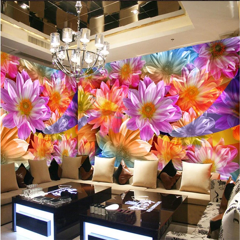 

beibehang Custom wallpaper 3D mural retro flower dessert flower red background wall decoration papel de parede para quarto