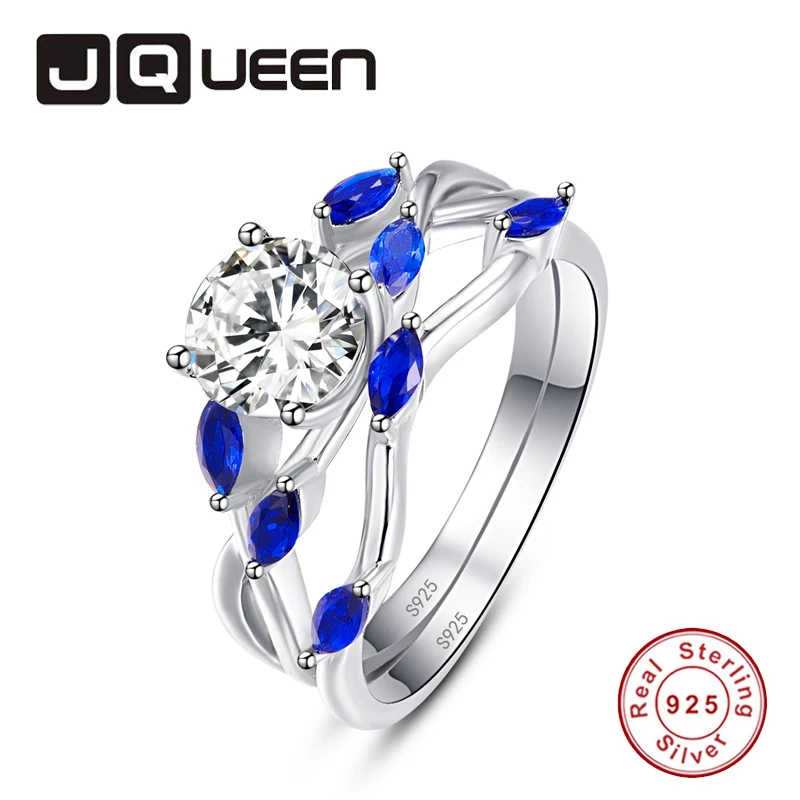 JQUEEN женские кольца бижутерия 2 шт. набор колец с круглым белым фианитом и