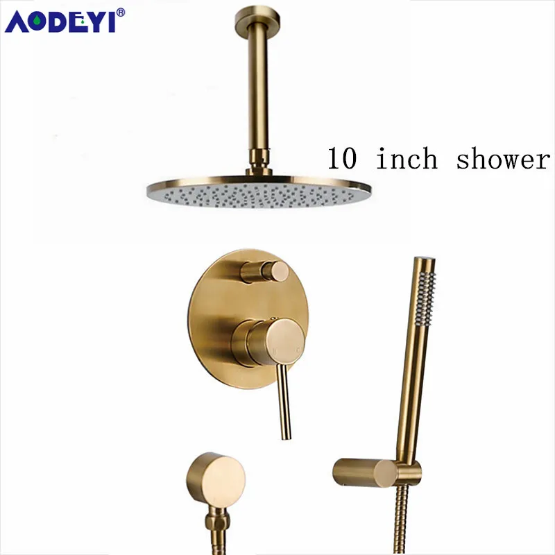 20 MM Arm 10 Inch C Твердый латунный матовый золотой душевой набор Rianfall, душевая головка, смеситель для душа, настенный смеситель для душа, набор для воды - Цвет: 20 MM Arm 10 Inch C