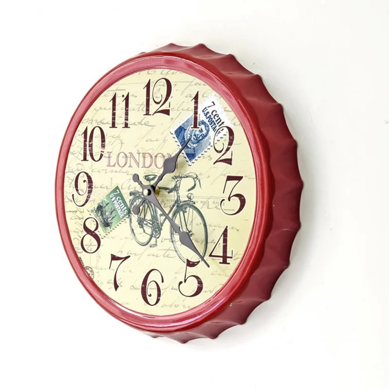 Cover Hanging European Retro Nostalgic Style Wall Clocks Clock Stickers Restaurant Bar Decoration Pendant Creative Beer | Дом и сад
