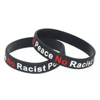 hot sale 1pc no justice no peace no racist police silicone wristband black motto rubber bracelets bangles jewelry gift sh200
