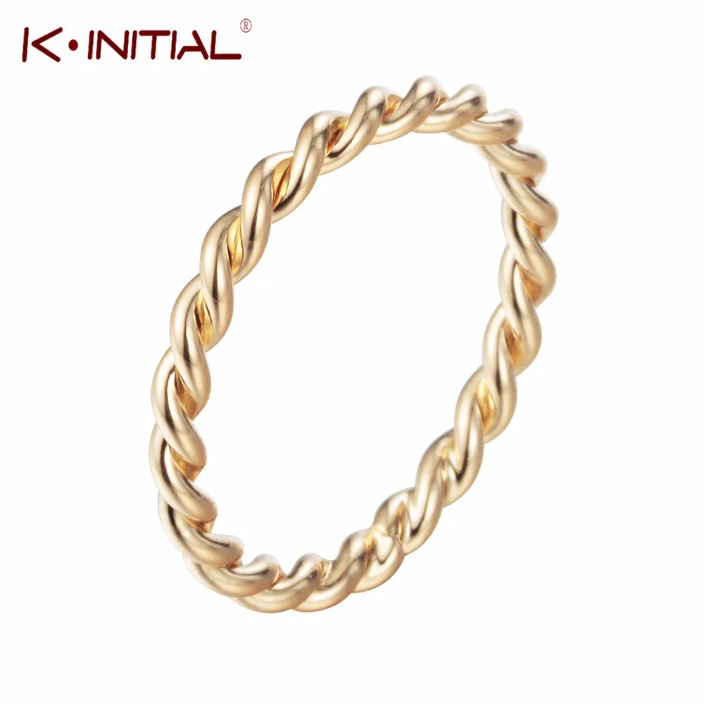 Kinitial Twisted Crwon кольца для влюбленных женщин золотой цвет простой круглый череп