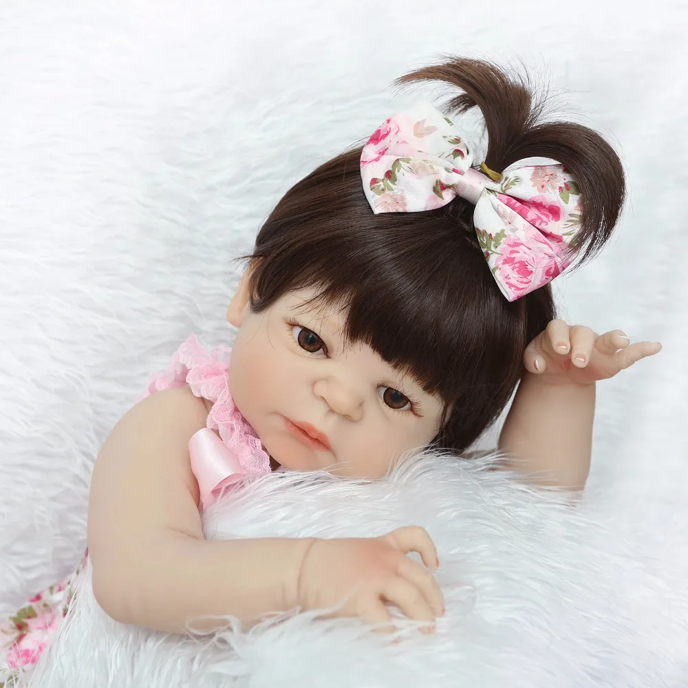 

22'' alive reborn handmade Lifelike Reborn Baby Doll Girls Full Body Vinyl Silicone with Pacifier child gift