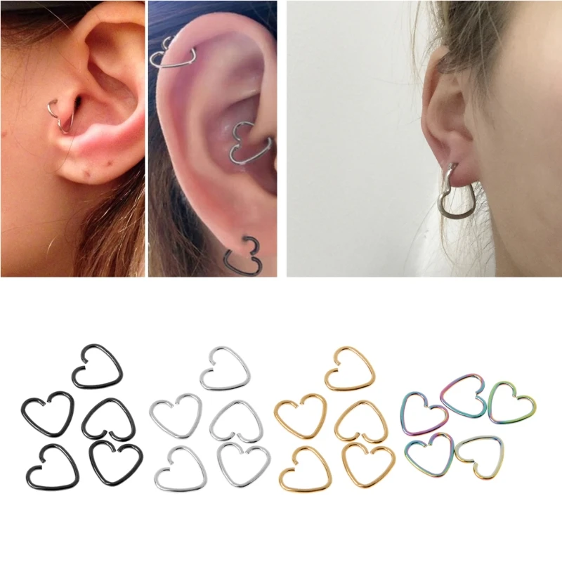 В форме сердца Поддельные Tragus Пирсинг кольцо спиральный для хряща Daith серьги