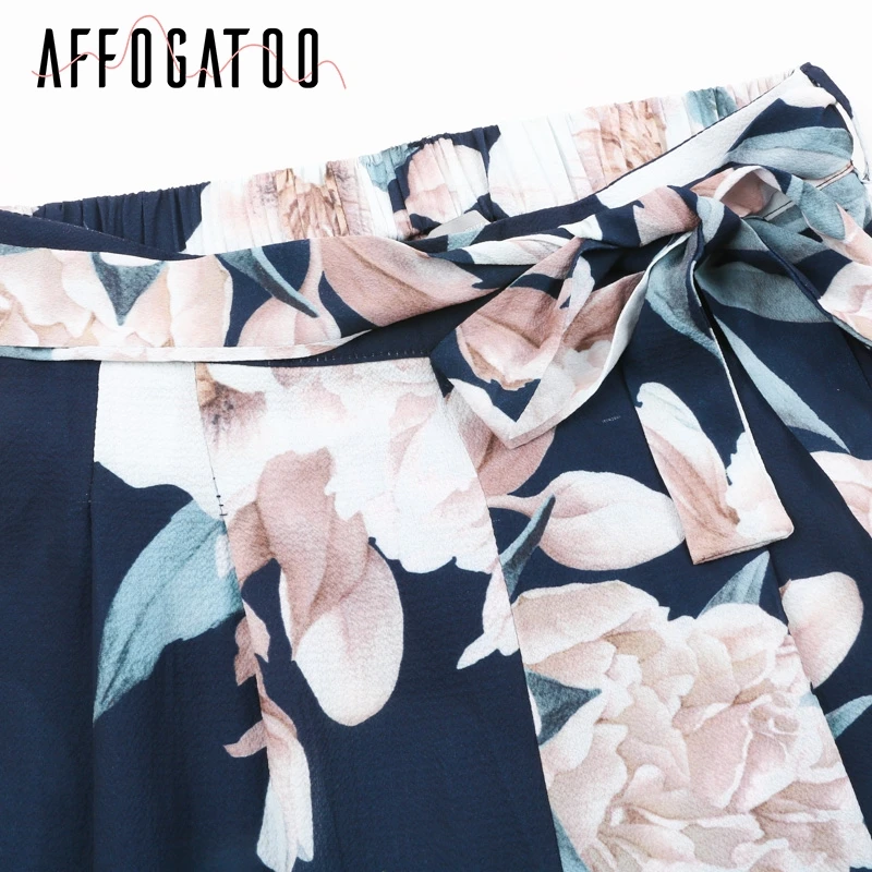 Брюки Affogatoo женские с цветочным принтом свободные повседневные эластичные штаны