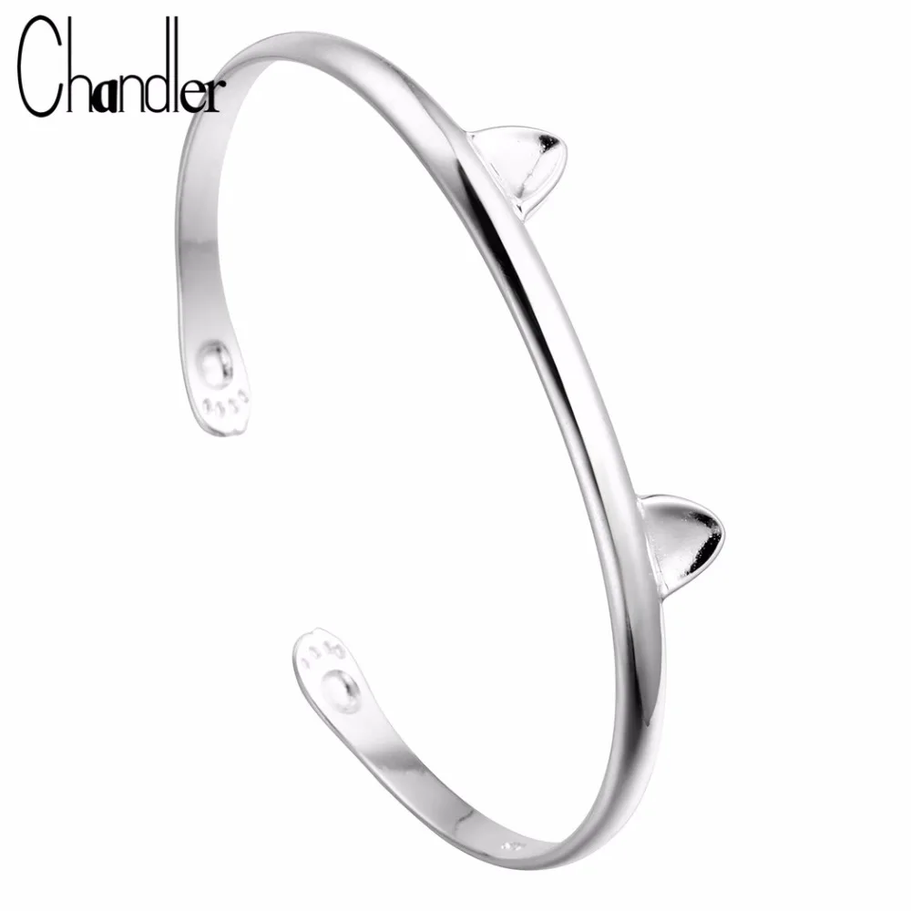 Женский Серебряный Браслет манжета с кошачьими лапками|bracelets & bangles|cuff braceletsbangles for