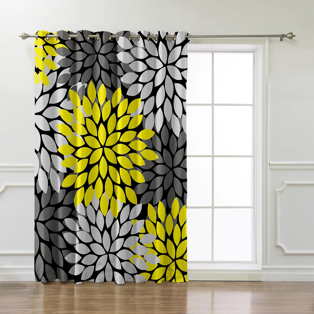 Занавески Далия желтые декоративные тканевые шторы для ванной комнаты спальни
