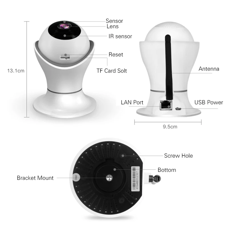 Беспроводная домашняя безопасность Двусторонняя ip камера наблюдения Wifi ночное