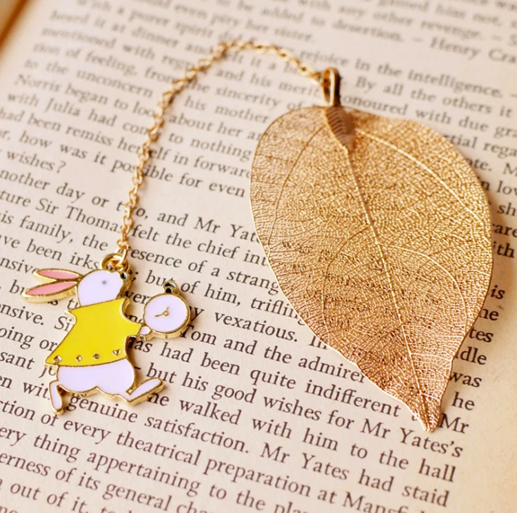 Милая девушка кролик Эйфелева башня закладки высокого класса Золотой цвет лист текстура для чтения страниц книги Марка студенческие канцелярские принадлежности
