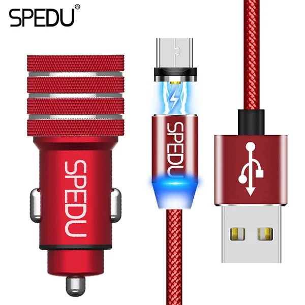 Автомобильное зарядное устройство USB SPEDU для iPhone X 6 7 8 XS Max, магнитный кабель, автомобильное зарядное устройство для телефона, Micro usb type c для samsung S9 S8 Plus xiaomi - Тип штекера: 2in1 For micro usb