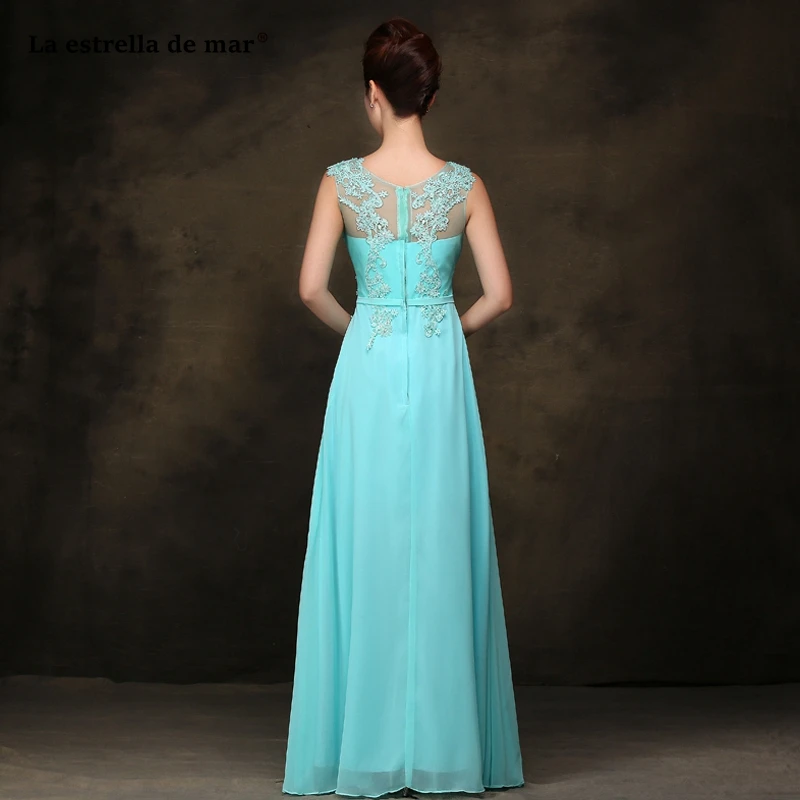 Vestidos de madrinha новое из кружева, с вырезом на шее шифоновое алиновое бирюзовое платье подружки невесты длинное Плюс Размер недорогое свадебное торжество платье