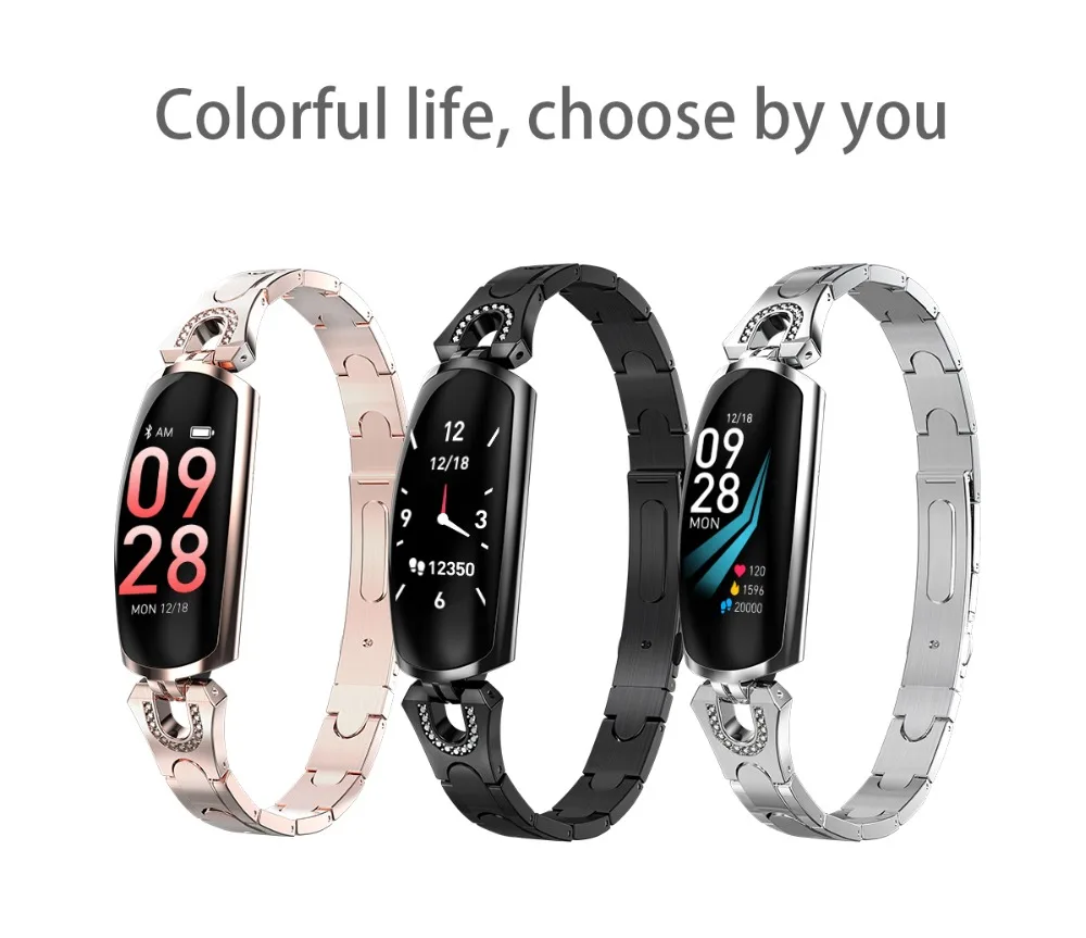 

New Women Lady Fashion AK16 Smart Wristband Heart Rate Blood Pressure Smart Bracelet Fitness Tracker Smart Watch Female PK H8 S3