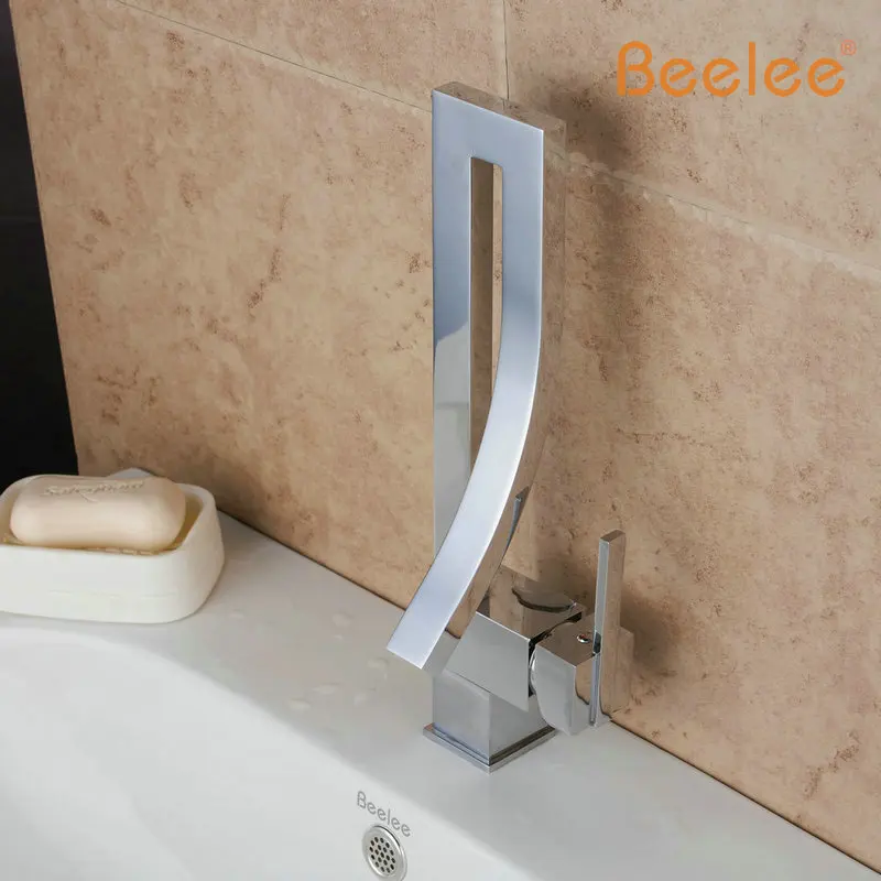 Beelee Q0722C уникальный дизайн с одной ручкой кран для раковины водопадом на бортике