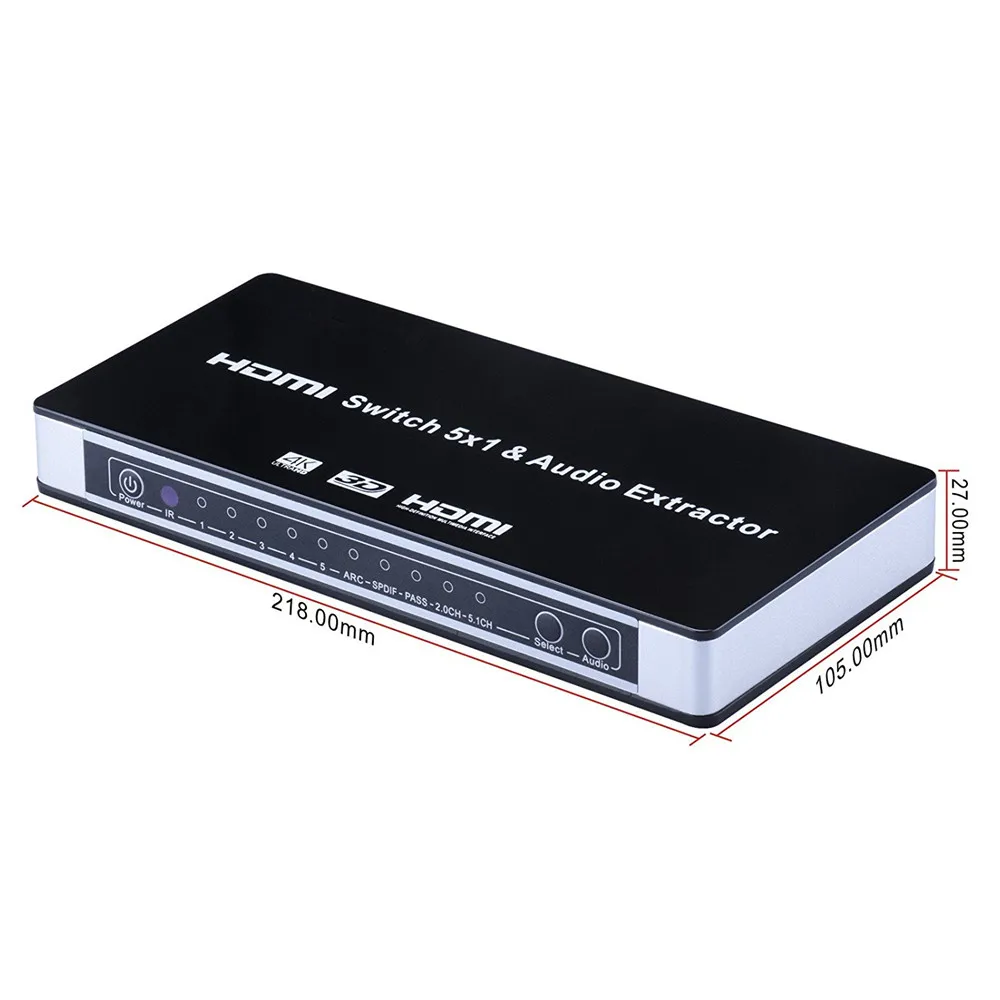 Аудиоэкстрактор UHD 5x1 4K 1 4 HDMI 5 портов с ARC & IR 7 8 канальный пульт дистанционного