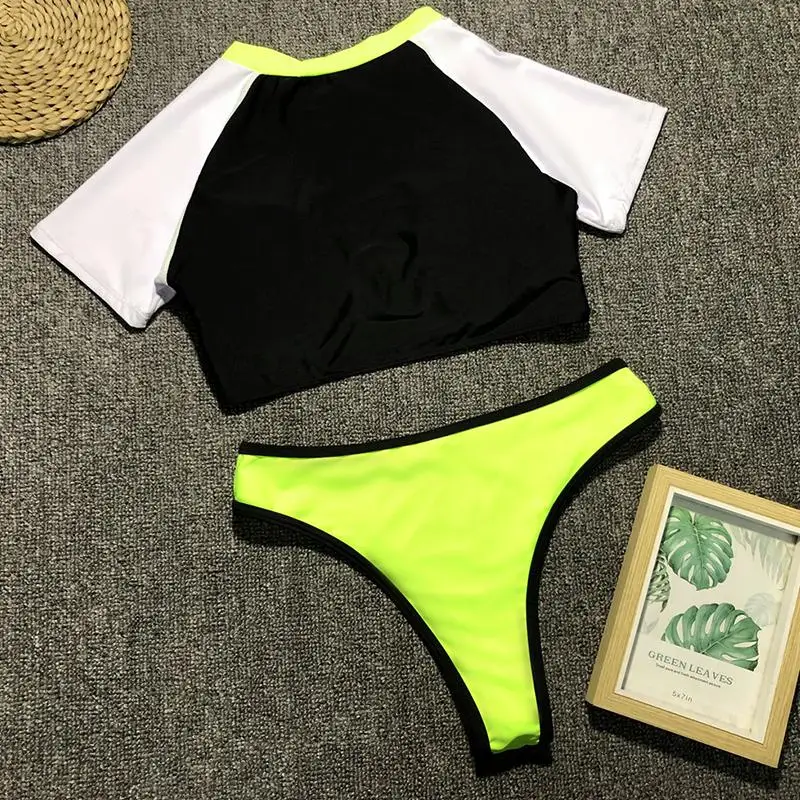 Bikinx Лето, бикини, неоновый спортивный купальник для женщин, купальный костюм, футболка, женский купальник, пуш-ап, комплект бикини с высокой посадкой, купальный костюм