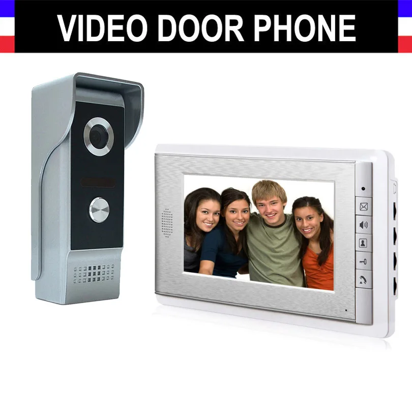 With 1 Monitor Видеодомофон дверной звонок 7 ''монитор Проводной Видео дверной телефон система 700TVL ИК камера с электрическим замком+ пульт дистанционного управления+ выход - Цвет: With 1 Monitor