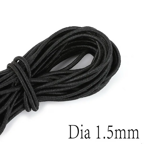 1.5mm Black 1 мм/1,5 мм/2 мм/2,5 мм/3 мм/4 мм/5 мм Высокое качество 2 м круглая эластичная повязка Эластичная Веревка черная резинка DIY Швейные аксессуары - Цвет: 1.5mm Black